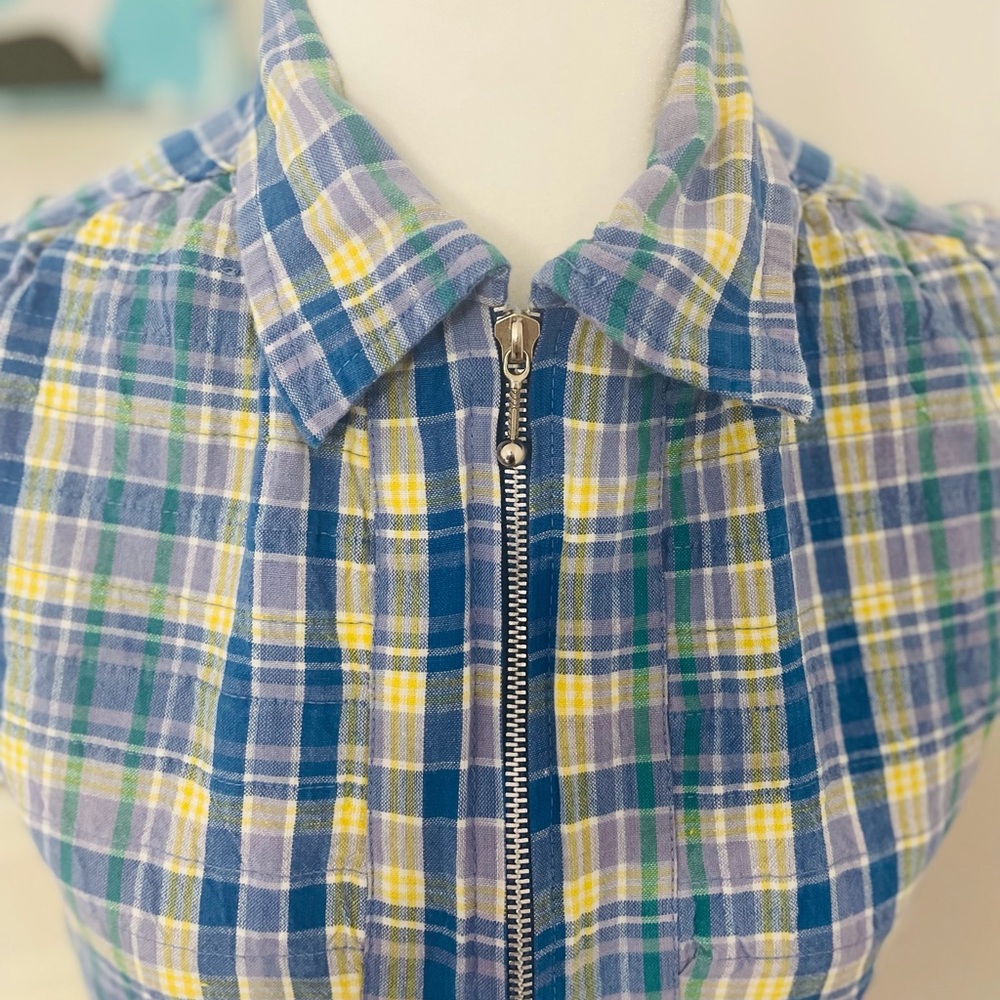 Vintage 90s Cropped Plaid Top - Picture 3 of 9